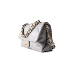 CHANEL Handbag Grey Grey Lambskin Quilted Chain Top Handle Flap - Redeluxe