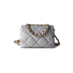 CHANEL Handbag Grey Grey Lambskin Quilted Chain Top Handle Flap - Redeluxe