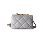 CHANEL Handbag Grey Grey Lambskin Quilted Chain Top Handle Flap - Redeluxe