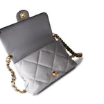 CHANEL Handbag Grey Grey Lambskin Quilted Chain Top Handle Flap - Redeluxe