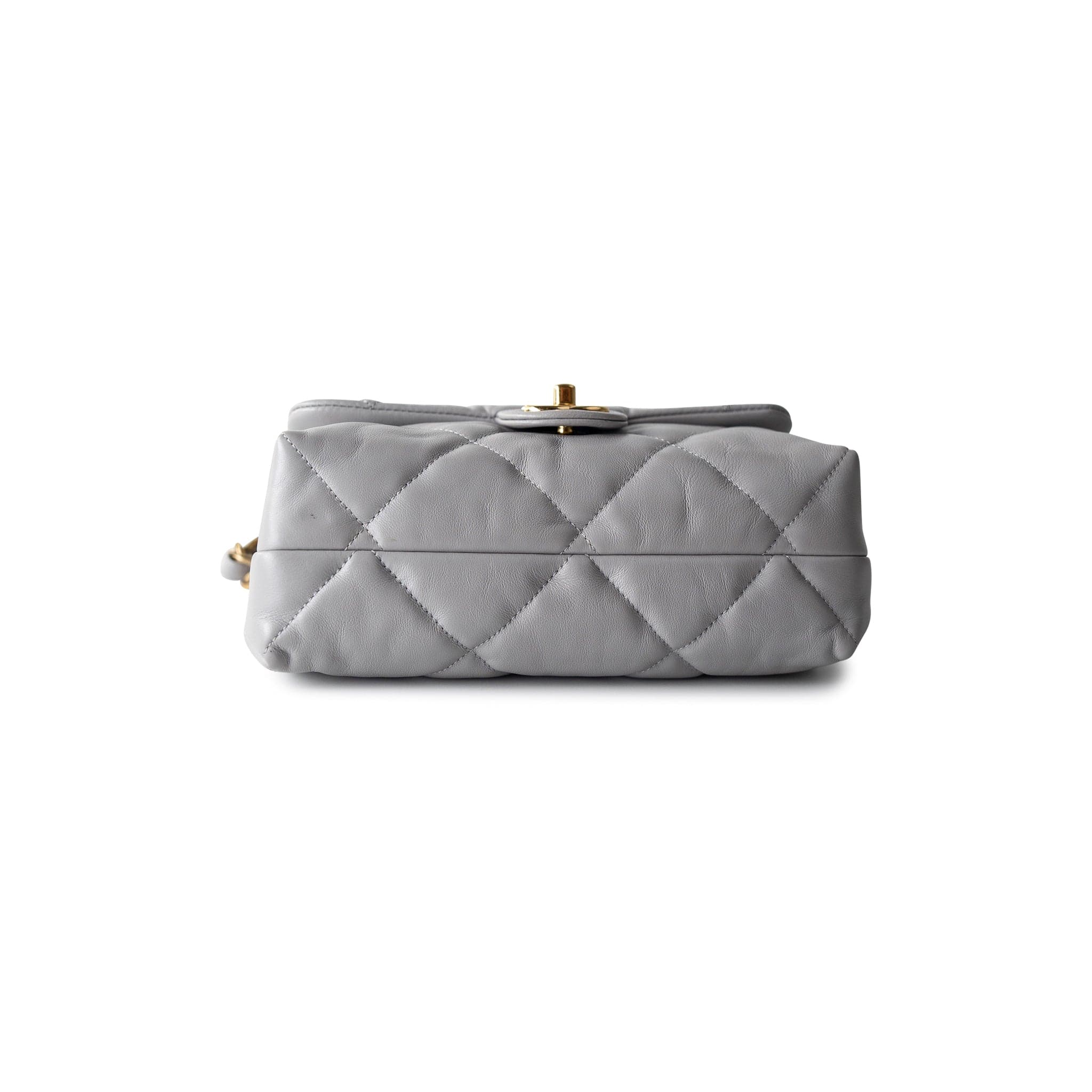 CHANEL Handbag Grey Grey Lambskin Quilted Chain Top Handle Flap - Redeluxe