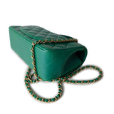 CHANEL Handbag Iridescent Green Lambskin Quilted Mini Top Handle LGHW - Redeluxe