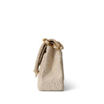 CHANEL Handbag Ivory Ivory Canvas Camellia Classic Double Flap Gold Hardware Vintage - Redeluxe