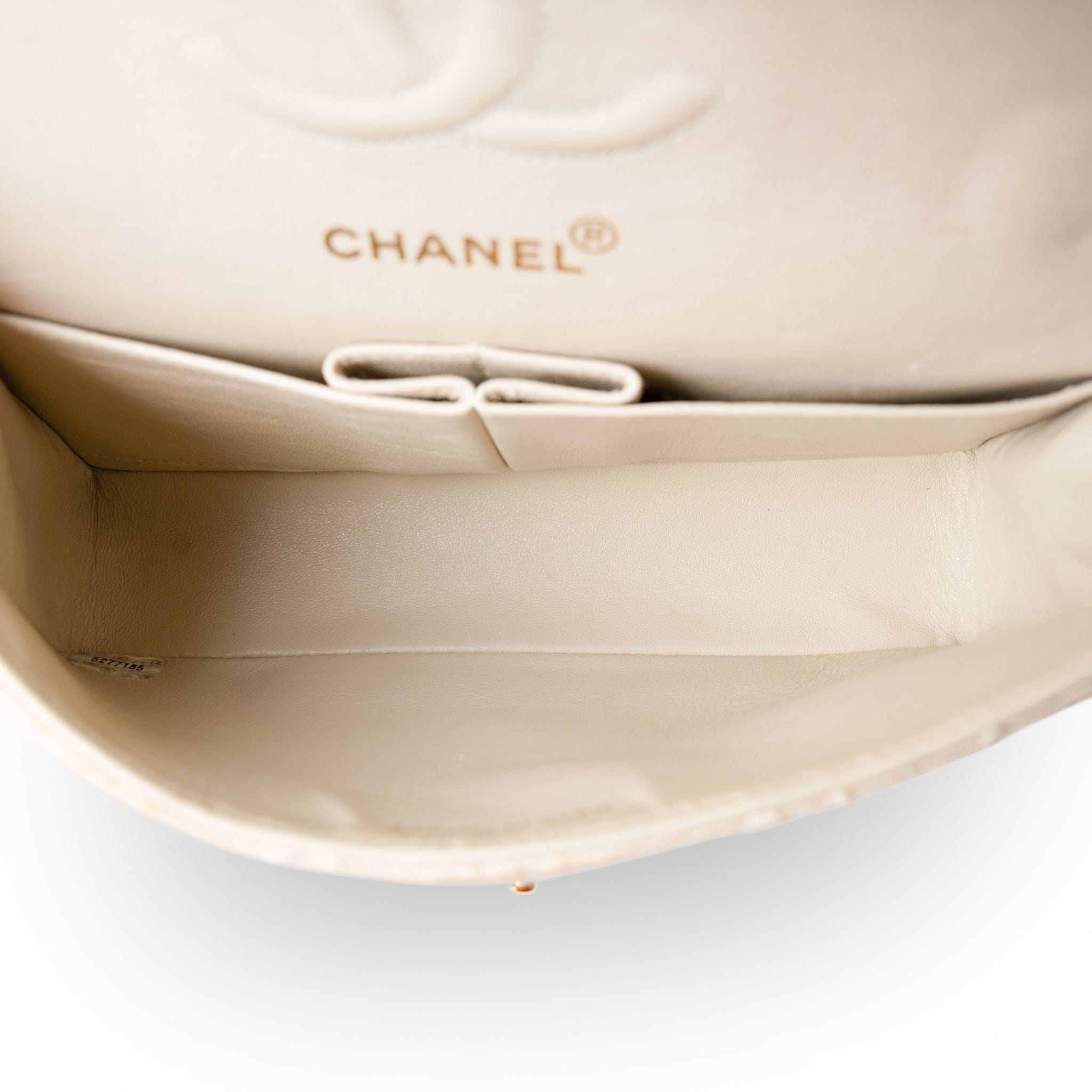 CHANEL Handbag Ivory Ivory Canvas Camellia Classic Double Flap Gold Hardware Vintage - Redeluxe