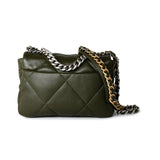 CHANEL Handbag Khaki/ Olive Green Lambskin Quilted 19 Flap Small - Redeluxe