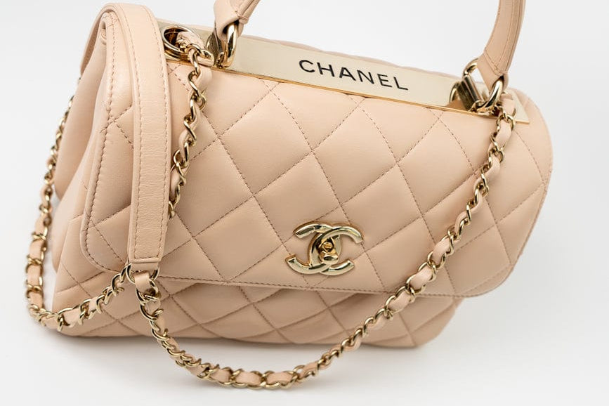 CHANEL Handbag Light Beige Lambskin Quilted Trendy CC Small LGHW - Redeluxe