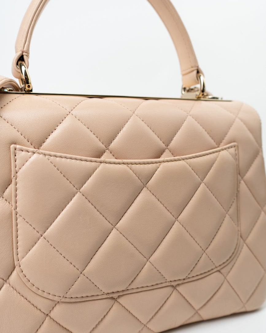 CHANEL Handbag Light Beige Lambskin Quilted Trendy CC Small LGHW - Redeluxe