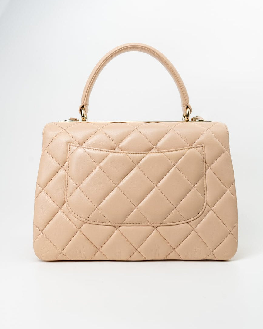 CHANEL Handbag Light Beige Lambskin Quilted Trendy CC Small LGHW - Redeluxe