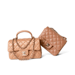 CHANEL Handbag Mini Top Handle / Beige 23P Dark Beige Lambskin Quilted Mini Top Handle LGHW - Redeluxe