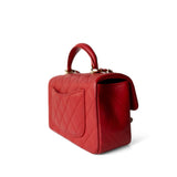 CHANEL Handbag Mini Top Handle / Red 22P Red Lambskin Mini Top Handle Light Gold Hardware - Redeluxe