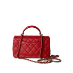 CHANEL Handbag Mini Top Handle / Red 22P Red Lambskin Mini Top Handle Light Gold Hardware - Redeluxe