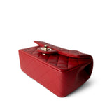 CHANEL Handbag Mini Top Handle / Red 22P Red Lambskin Mini Top Handle Light Gold Hardware - Redeluxe