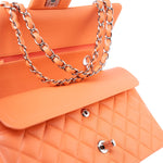 CHANEL Handbag Orange 21S Neon Orange Lambskin Quilted Classic Flap SWH - Redeluxe