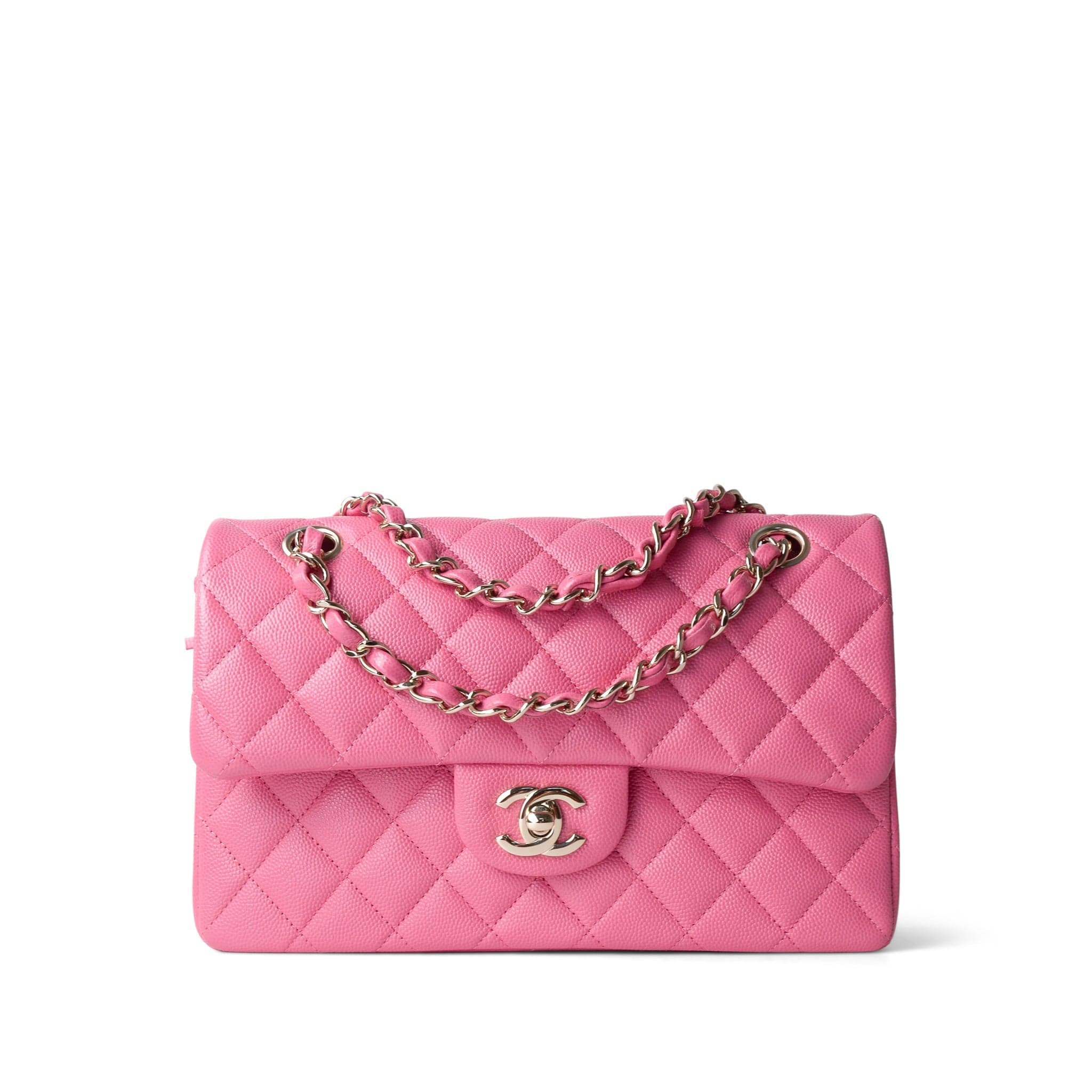 21C Pink Caviar Quilted Small Classic Flap Light Gold Hardware – REDELUXE