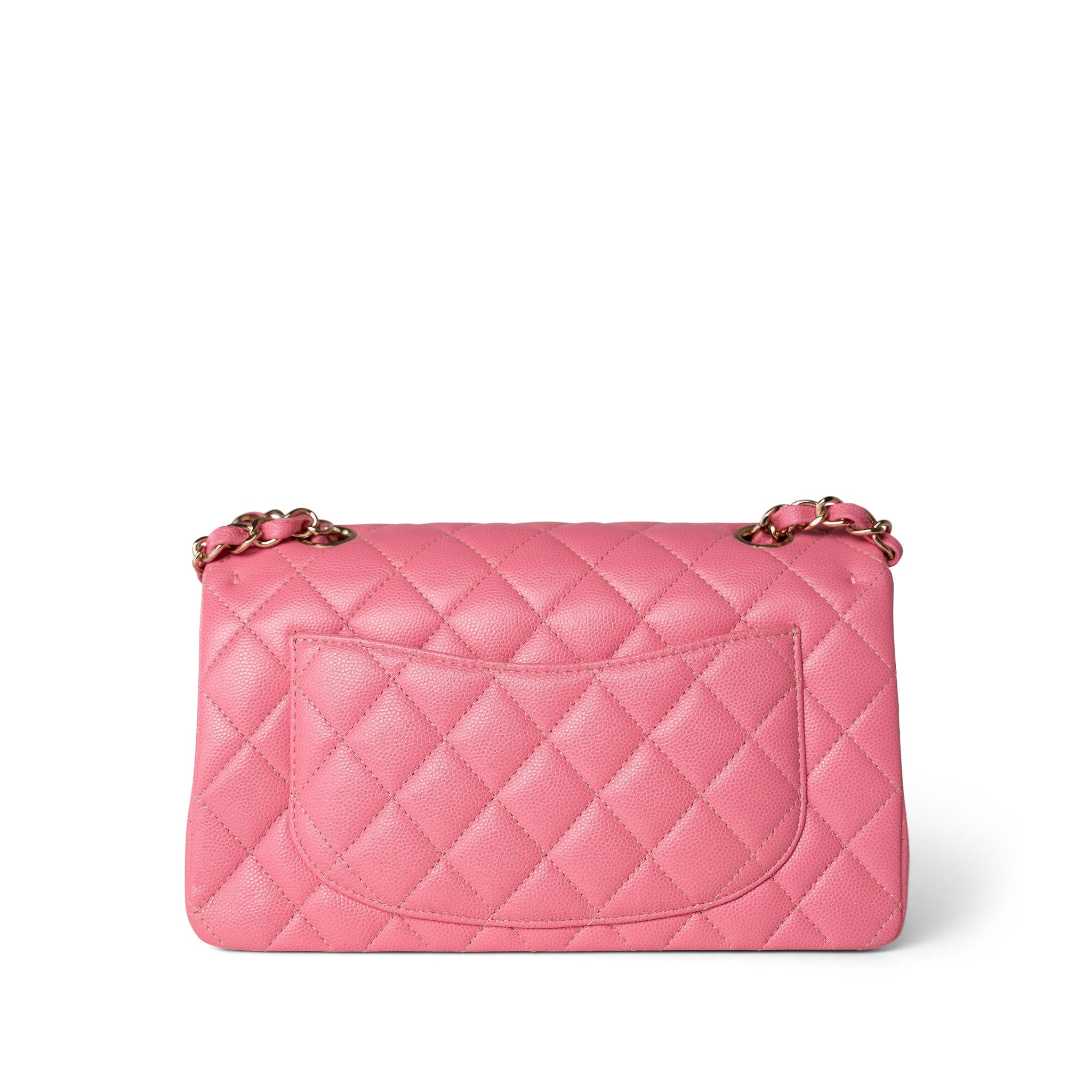 CHANEL Handbag Pink 21P Pink Caviar Quilted Classic Flap Small Light Gold Hardware - Redeluxe