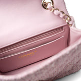 CHANEL Handbag Pink 21S Pink White Tweed Quilted Mini Rectangular Flap Light Gold Hardware - Redeluxe