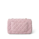 CHANEL Handbag Pink 21S Pink White Tweed Quilted Mini Rectangular Flap Light Gold Hardware - Redeluxe