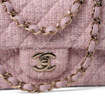 CHANEL Handbag Pink 21S Pink White Tweed Quilted Mini Rectangular Flap Light Gold Hardware - Redeluxe