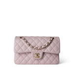 CHANEL Handbag Pink 21S Rose Clair Caviar Quilted Classic Flap Small Light Gold Hardware - Redeluxe