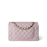 CHANEL Handbag Pink 21S Rose Clair Caviar Quilted Classic Flap Small Light Gold Hardware - Redeluxe