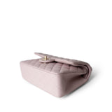 CHANEL Handbag Pink 21S Rose Clair Caviar Quilted Classic Flap Small Light Gold Hardware - Redeluxe