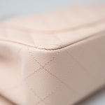 CHANEL Handbag Pink 22c Beige Caviar Quilted Classic Flap Light Gold Hardware - Redeluxe