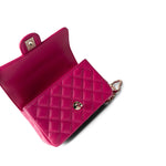 CHANEL Handbag Pink 23A Dark Pink Lambskin Quilted Mini Flap Bag with Jeweled Top Handle Light Gold Hardware - Redeluxe