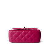 CHANEL Handbag Pink 23A Dark Pink Lambskin Quilted Mini Flap Bag with Jeweled Top Handle Light Gold Hardware - Redeluxe