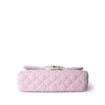 CHANEL Handbag Pink / Classic flap 21S Pink Tweed Quilted Classic Flap Medium Light Gold Hardware - Redeluxe