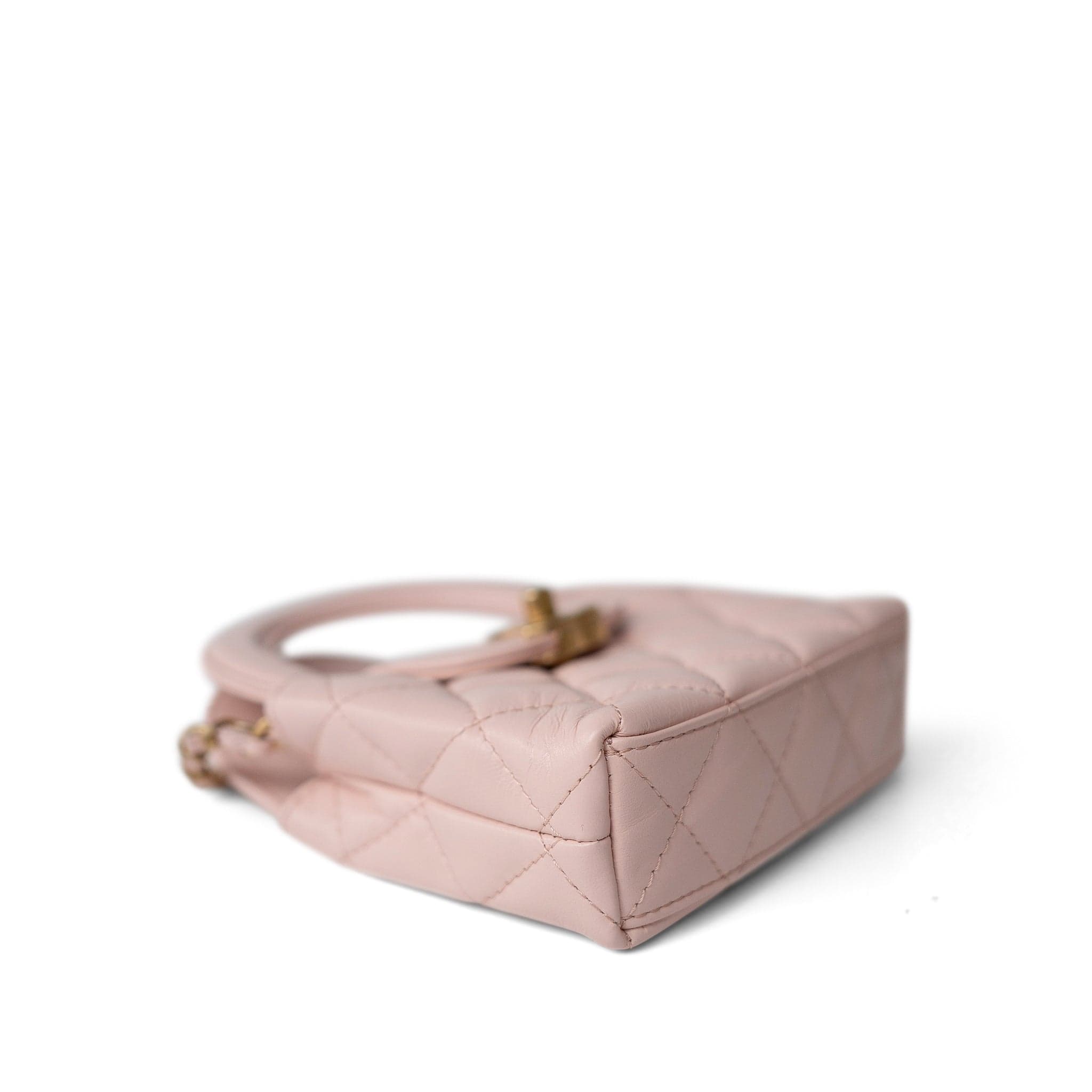 CHANEL Handbag Pink Light Pink Shiny Aged Calfskin Nano Kelly Mini Shopper - Redeluxe