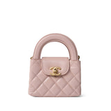 CHANEL Handbag Pink Light Pink Shiny Aged Calfskin Nano Kelly Mini Shopper - Redeluxe