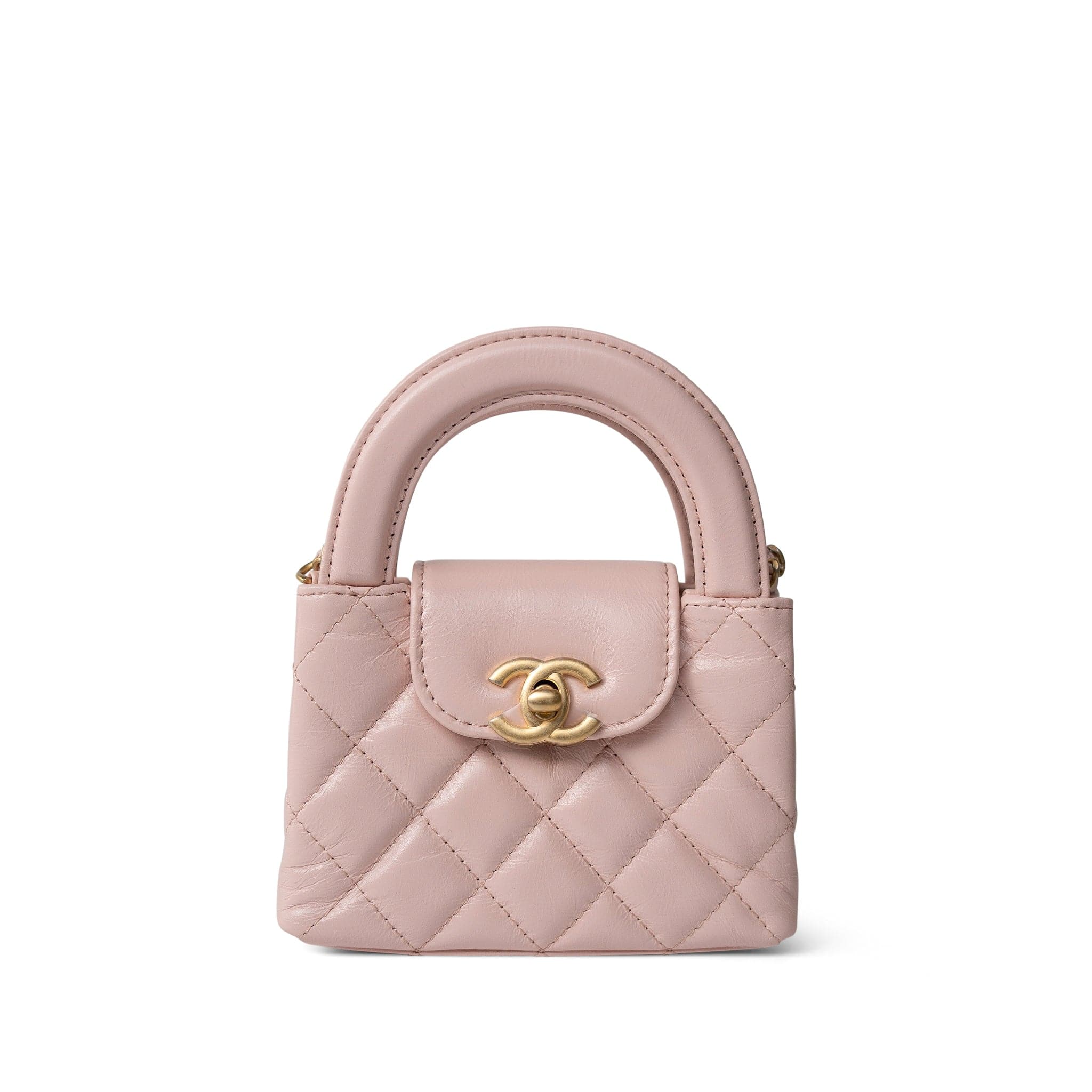 CHANEL Handbag Pink Light Pink Shiny Aged Calfskin Nano Kelly Mini Shopper - Redeluxe