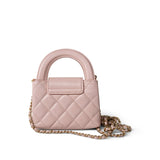 CHANEL Handbag Pink Light Pink Shiny Aged Calfskin Nano Kelly Mini Shopper - Redeluxe