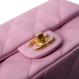 CHANEL Handbag Pink Pink Caviar Quilted Sweetheart Mini Flap Antique Gold Hardware - Redeluxe