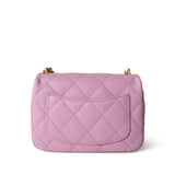 CHANEL Handbag Pink Pink Caviar Quilted Sweetheart Mini Flap Antique Gold Hardware - Redeluxe