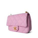 CHANEL Handbag Pink Pink Caviar Quilted Sweetheart Mini Flap Antique Gold Hardware - Redeluxe