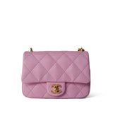 CHANEL Handbag Pink Pink Caviar Quilted Sweetheart Mini Flap Antique Gold Hardware - Redeluxe