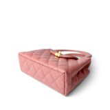 CHANEL Handbag Pink Shiny Aged Calfskin Quilted Nano Kelly Shopper Coral Pink - Redeluxe