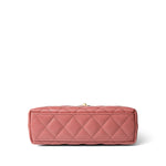 CHANEL Handbag Pink Shiny Aged Calfskin Quilted Nano Kelly Shopper Coral Pink - Redeluxe