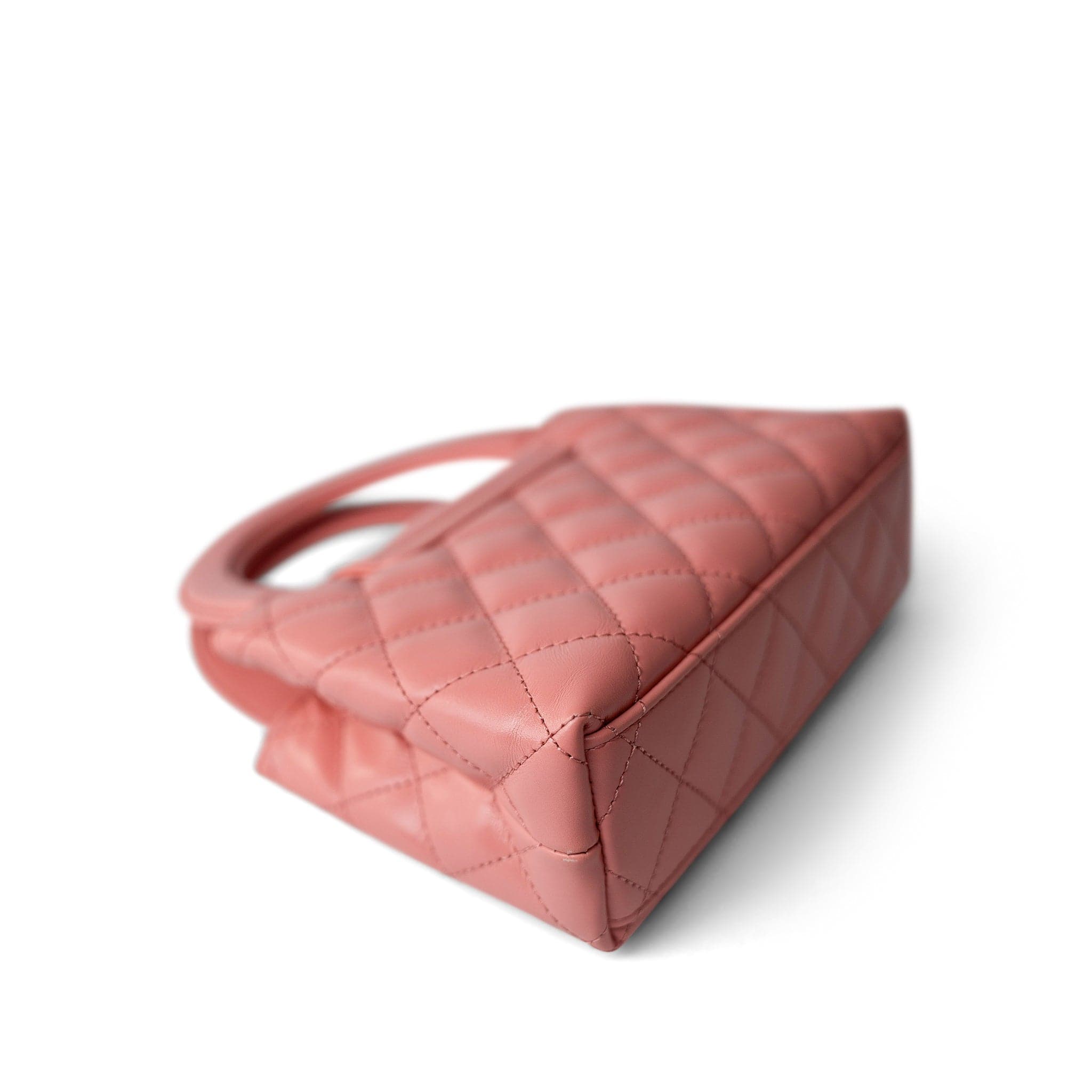 CHANEL Handbag Pink Shiny Aged Calfskin Quilted Nano Kelly Shopper Coral Pink - Redeluxe