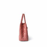 CHANEL Handbag Pink Shiny Aged Calfskin Quilted Nano Kelly Shopper Coral Pink - Redeluxe