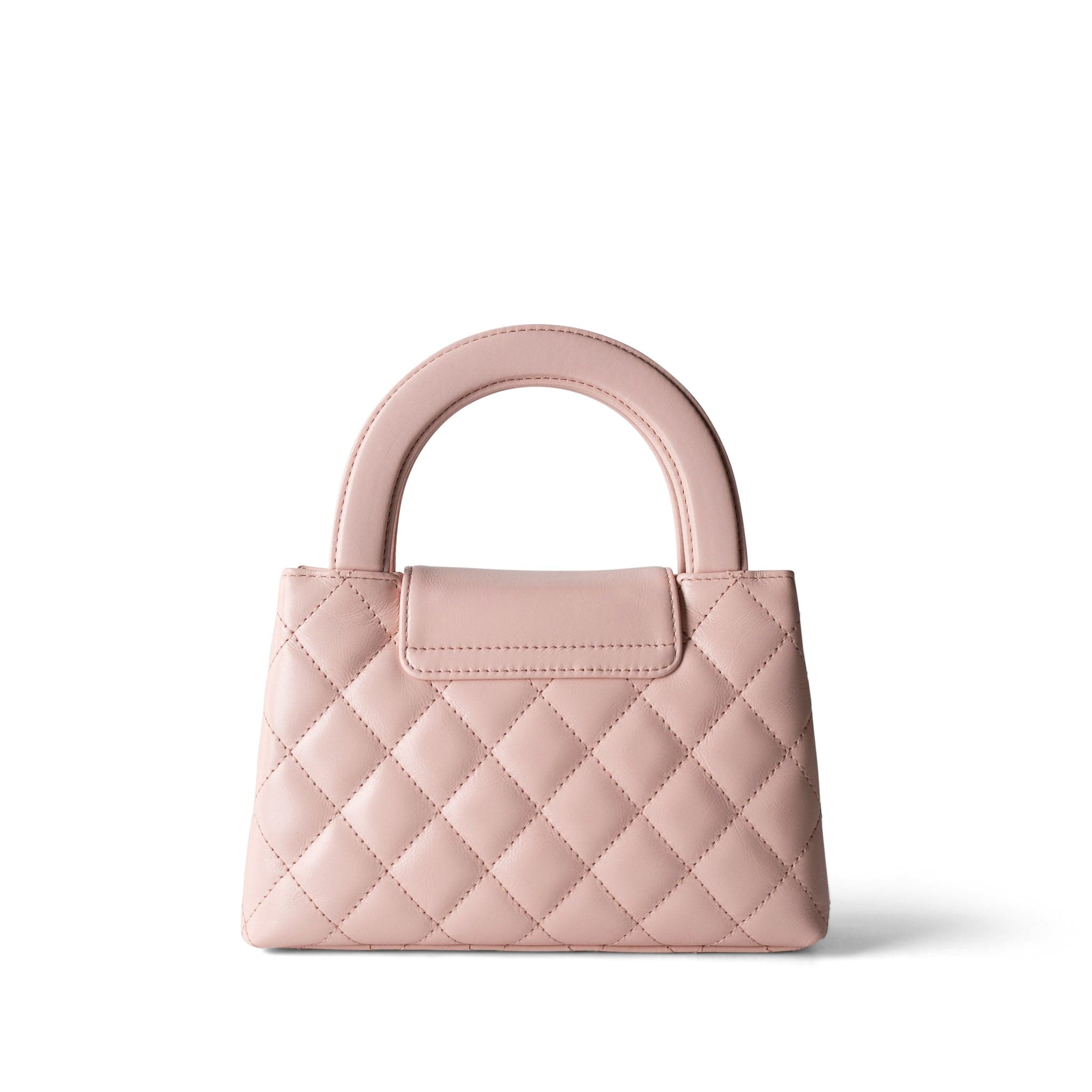 CHANEL Handbag Pink Shiny Aged Calfskin Quilted Nano Kelly Shopper Light Pink - Redeluxe