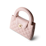 CHANEL Handbag Pink Shiny Aged Calfskin Quilted Nano Kelly Shopper Light Pink - Redeluxe