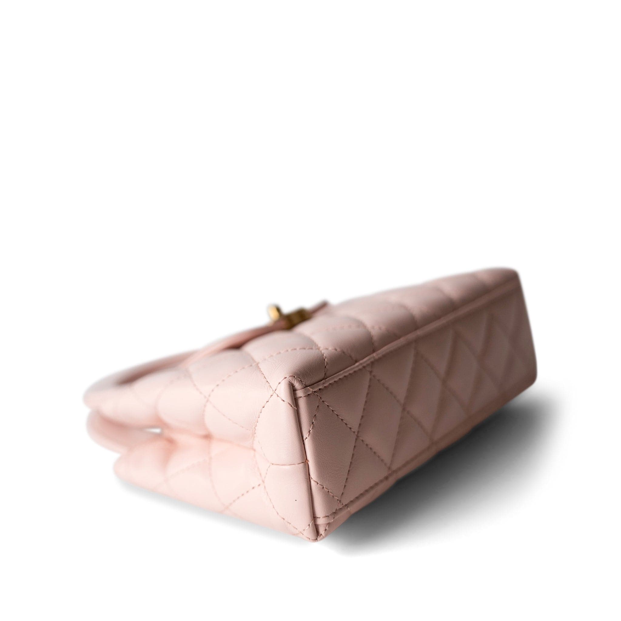 CHANEL Handbag Pink Shiny Aged Calfskin Quilted Nano Kelly Shopper Light Pink - Redeluxe