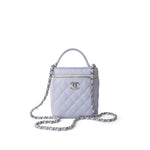 CHANEL Handbag Purple 21K Lavender Caviar Quilted Top Handle Vanity Case Silver Hardware - Redeluxe