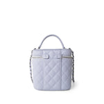 CHANEL Handbag Purple 21K Lavender Caviar Quilted Top Handle Vanity Case Silver Hardware - Redeluxe