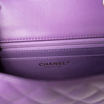 CHANEL Handbag Purple 22s Purple Lambskin Quilted Mini Rectangular Single Flap - Redeluxe