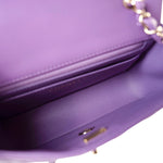 CHANEL Handbag Purple 22s Purple Lambskin Quilted Mini Rectangular Single Flap - Redeluxe