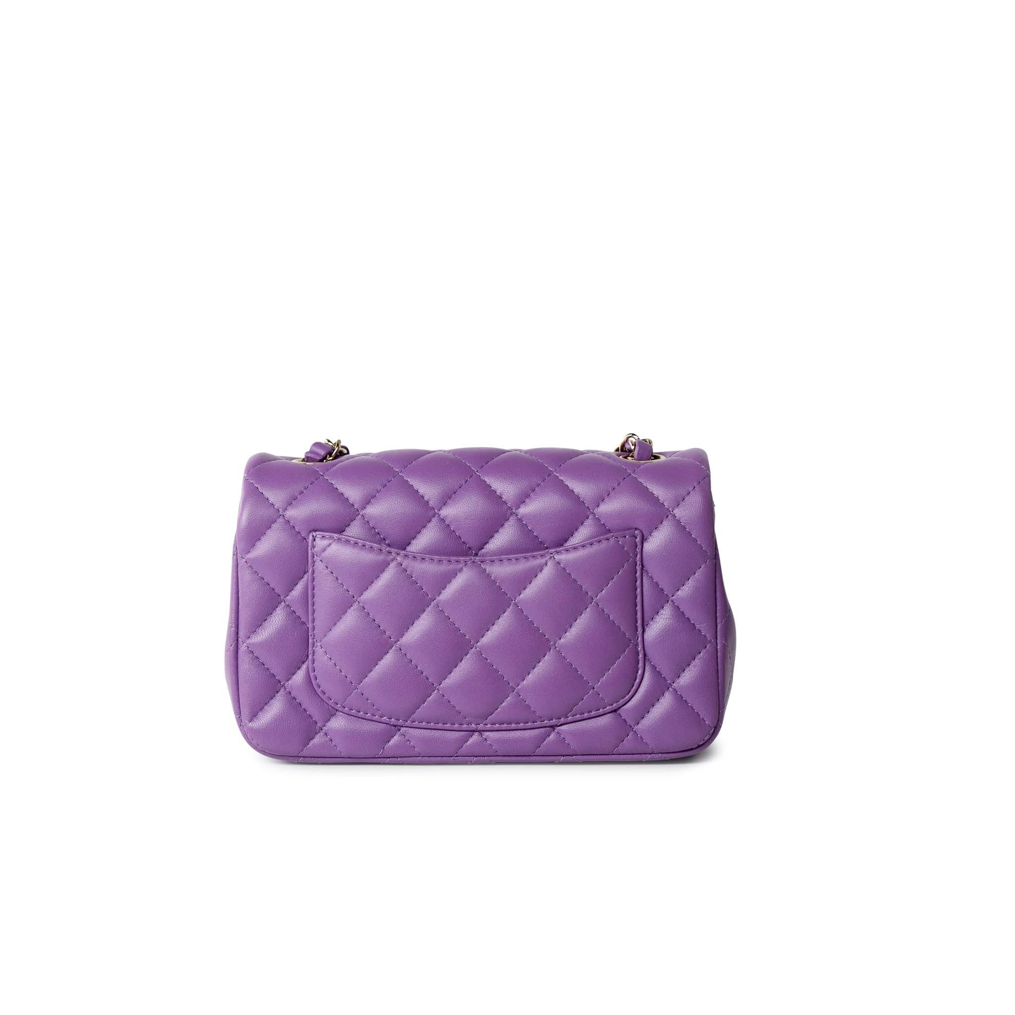 Purple chanel purse hot sale