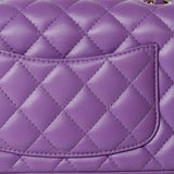 CHANEL Handbag Purple 22s Purple Lambskin Quilted Mini Rectangular Single Flap - Redeluxe